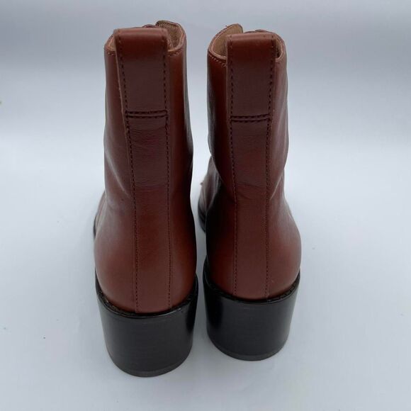 Madewell Women's Patti Brown Leather Boots Lace Up Ankle sz 7 Poetcore Cinnamon - Picture 4 of 8